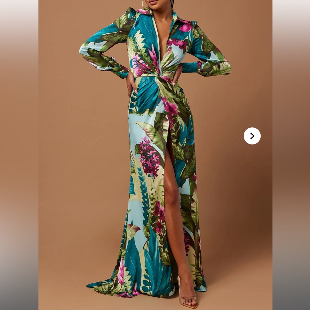 Kyoto Satin Maxi Dress - Green